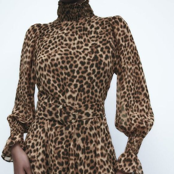 ZARA Leopard Animal Print Belted Mini Dress - Picture 5 of 6